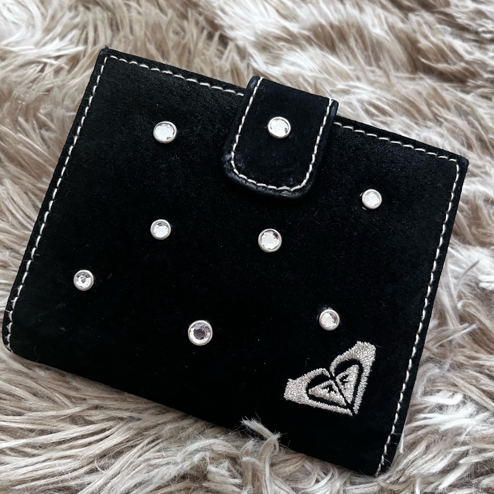 Roxy Black Velvet Wallet with Silver Studs - Picture 2 of 6